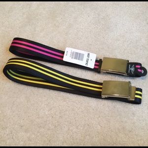 Qty 2 Hot Topic Striped Belts, Yellow & Pink (NWT)